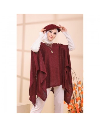 Poncho pour femme (Cape pour toutes les saisons) - Couleur bordeaux 