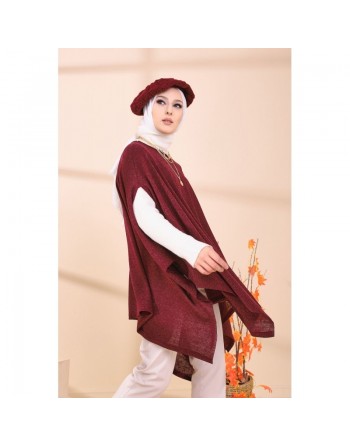 Poncho pour femme (Cape pour toutes les saisons) - Couleur bordeaux 