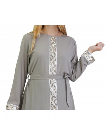 Tunique à manches longues avec strass - Couleur Taupe 
