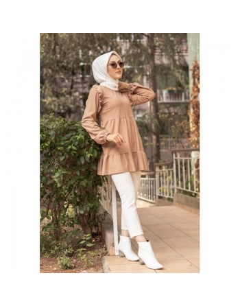 Tunique ample pour femme (Vetement hijab pas cher) - Couleur camel 