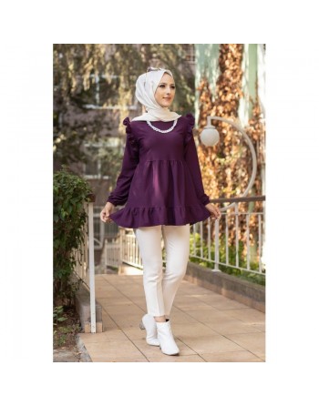 Tunique ample (Vetement femme voilée pas cher) - Couleur prune 