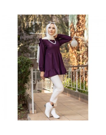 Tunique ample (Vetement femme voilée pas cher) - Couleur prune 
