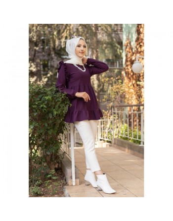 Tunique ample (Vetement femme voilée pas cher) - Couleur prune 