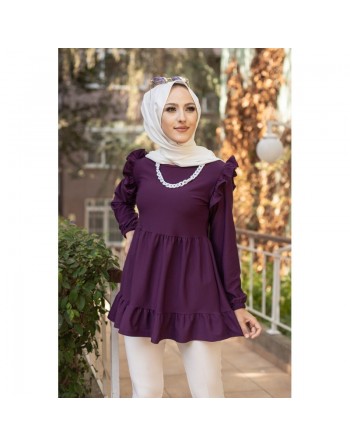 Tunique ample (Vetement femme voilée pas cher) - Couleur prune 