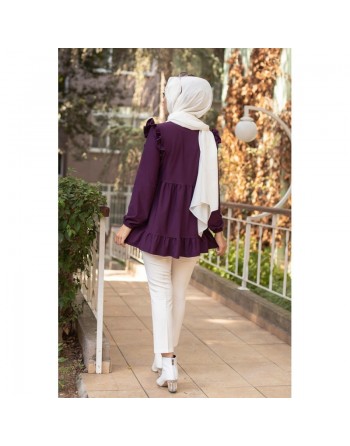 Tunique ample (Vetement femme voilée pas cher) - Couleur prune 