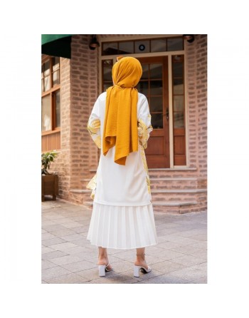Gilet avec sa ceinture (Tenue pas cher pour femme voilée) - Couleur jaune 