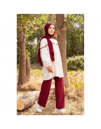 Tunique-Chemise ample pour femme (Modest Fashion) - Couleur Grenat 