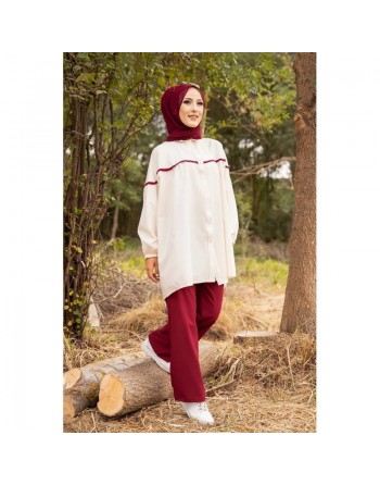 Tunique-Chemise ample pour femme (Modest Fashion) - Couleur Grenat 