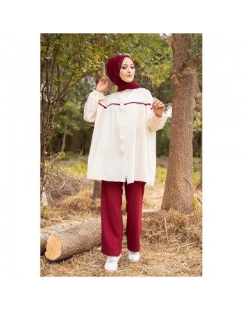 Tunique-Chemise ample pour femme (Modest Fashion) - Couleur Grenat 