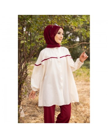 Tunique-Chemise ample pour femme (Modest Fashion) - Couleur Grenat 