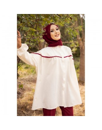 Tunique-Chemise ample pour femme (Modest Fashion) - Couleur Grenat 