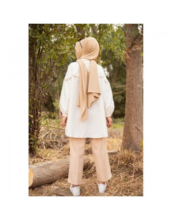Tunique-Chemise ample pour femme (Vetement Hijab pas cher pour la Mouslima) - Couleur Beige 