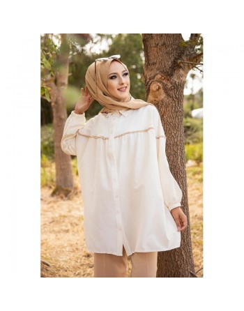 Tunique-Chemise ample pour femme (Vetement Hijab pas cher pour la Mouslima) - Couleur Beige 