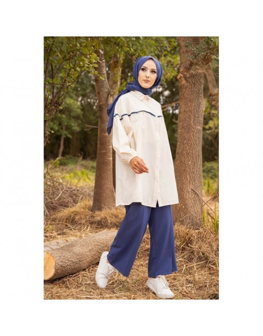 Tunique-Chemise large pour femme (Mode Musulmane) - Couleur Bleu pétrole Tunique-Chemise large pour femme (Mode Musulmane) - Couleur Bleu pétrole