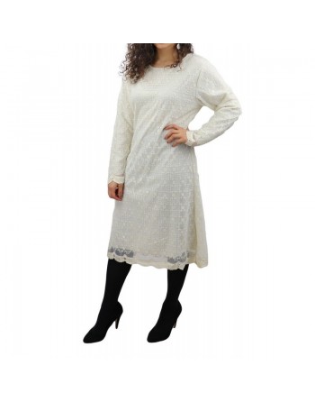 Robe-Tunique avec dentelle doublée pour femme - Couleur blanc ivoire 