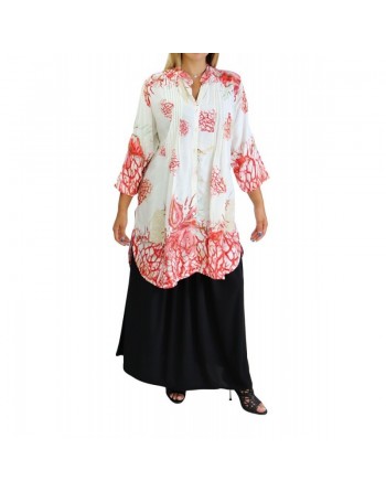 Tunique Chemise ample imprimée avec boutons pour femme 