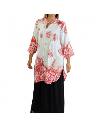 Tunique Chemise ample imprimée avec boutons pour femme 