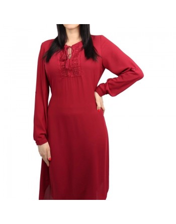 Robe Tunique avec broderie et pompons devant (Plusieurs couleurs disponibles) 