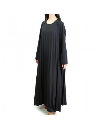 Robe longue plissée et évasée - Taille Standard pour femme - Couleur noire 