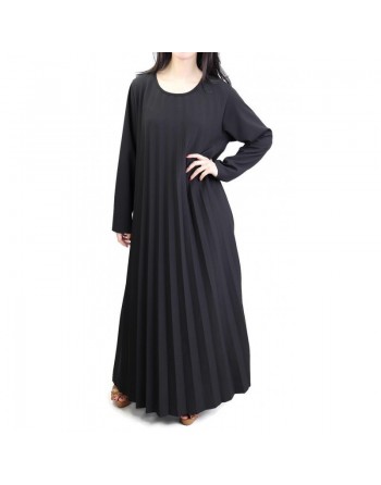 Robe longue plissée et évasée - Taille Standard pour femme - Couleur noire 