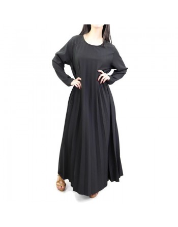 Robe longue plissée et évasée - Taille Standard pour femme - Couleur noire 
