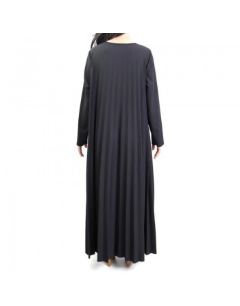 Robe longue plissée et évasée - Taille Standard pour femme - Couleur noire 