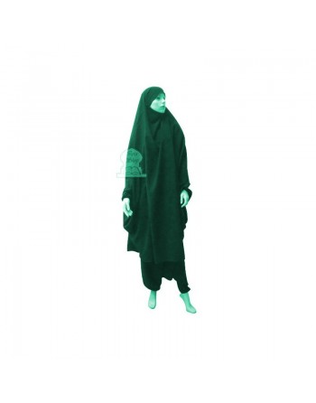 Jilbab deux (2) pièces cape et sarouel (pantalon) - Couleur Vert émeraude 
