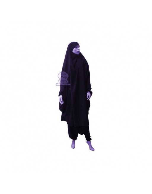 Jilbab deux (2) pièces cape et sarouel (pantalon) - Couleur Bleu nuit Jilbab deux (2) pièces cape et sarouel (pantalon) - Couleur Bleu nuit