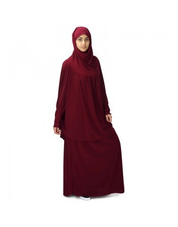 Jilbab Sport ample deux pièces (Cape + Jupe) pour femme - Marque Best Ummah - Couleur bordeaux 