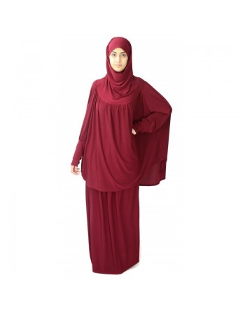 Jilbab Sport ample deux pièces (Cape + Jupe) pour femme - Marque Best Ummah - Couleur bordeaux 