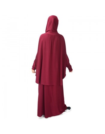 Jilbab Sport ample deux pièces (Cape + Jupe) pour femme - Marque Best Ummah - Couleur bordeaux 