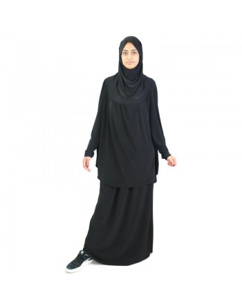 Jilbab Sport ample deux pièces (Cape + Jupe) pour femme - Marque Best Ummah - Couleur noire 