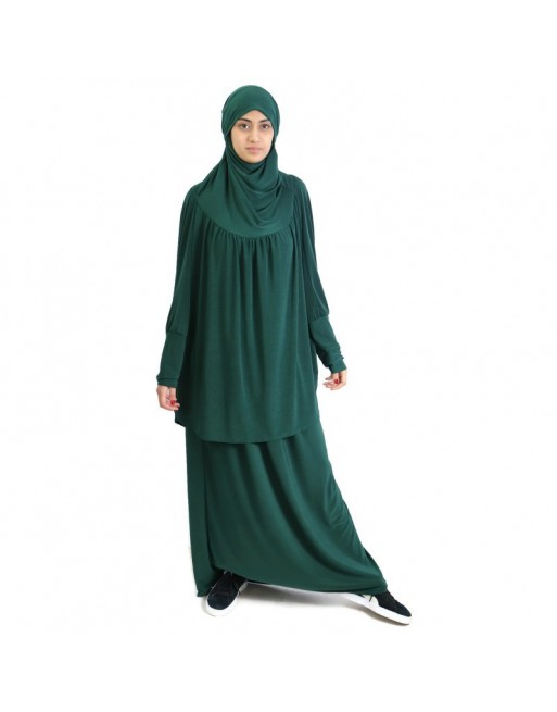 Jilbab Sport ample deux pièces (Cape + Jupe) - Marque Best Ummah - Couleur vert sapin foncé Jilbab Sport ample deux pièces (Cape + Jupe) - Marque Best Ummah - Couleur vert sapin foncé