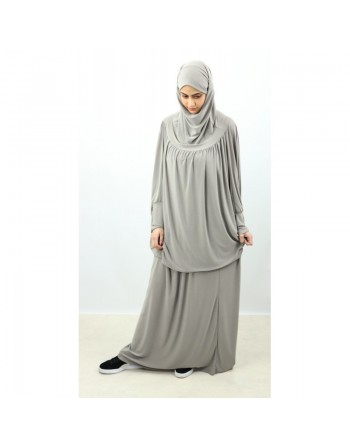 Jilbab Sport ample deux pièces (Cape + Jupe) pour femme - Marque Best Ummah - Couleur gris clair 