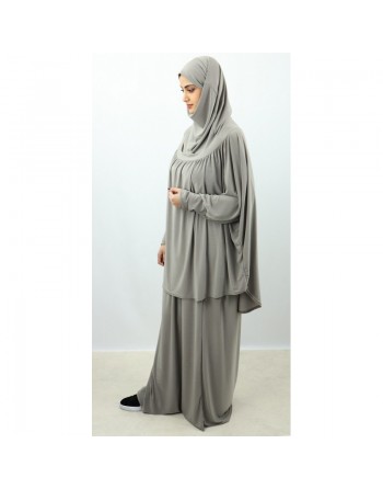 Jilbab Sport ample deux pièces (Cape + Jupe) pour femme - Marque Best Ummah - Couleur gris clair 