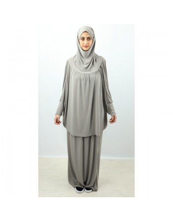 Jilbab Sport ample deux pièces (Cape + Jupe) pour femme - Marque Best Ummah - Couleur gris clair 