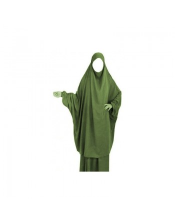 Jilbab adulte 2 pièces - Cape + Jupe évasée - Couleur vert kaki clair 