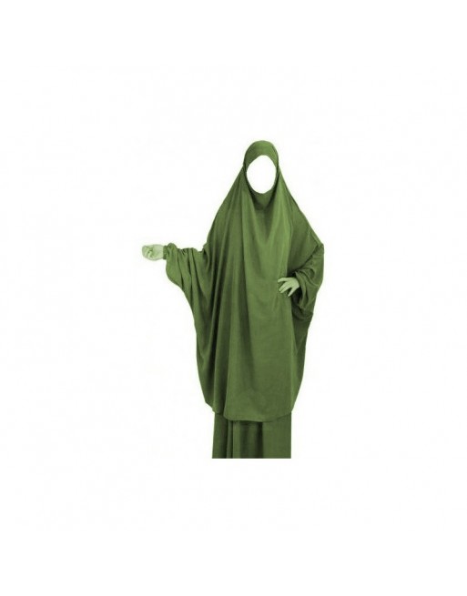Jilbab adulte 2 pièces - Cape + Jupe évasée - Couleur vert kaki clair Jilbab adulte 2 pièces - Cape + Jupe évasée - Couleur vert kaki clair