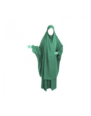 Jilbab adulte 2 pièces - Cape + Jupe évasée - Couleur vert émeraude 