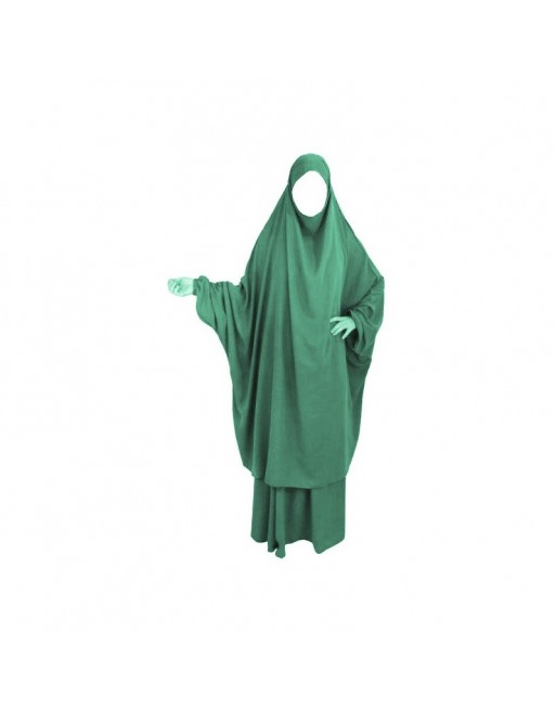 Jilbab adulte 2 pièces - Cape + Jupe évasée - Couleur vert émeraude Jilbab adulte 2 pièces - Cape + Jupe évasée - Couleur vert émeraude