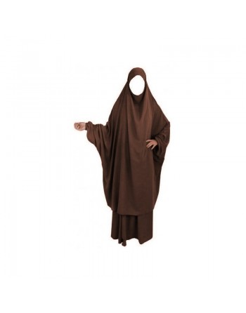 Jilbab adulte 2 pièces - Cape + Jupe évasée - Couleur marron 
