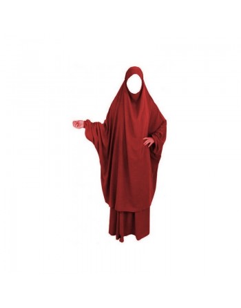 Jilbab femme deux pièces - Cape + Jupe évasée - Couleur bordeaux 