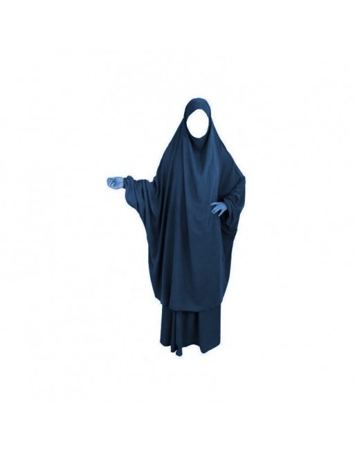 Jilbab adulte 2 pièces - Cape + Jupe évasée - Couleur bleu marine Jilbab adulte 2 pièces - Cape + Jupe évasée - Couleur bleu marine