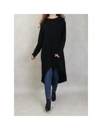 Tunique longue en viscose pour femme - Couleur Noir 