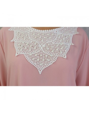 Tunique longue avec broderies et perles pour femme - Couleur rose 