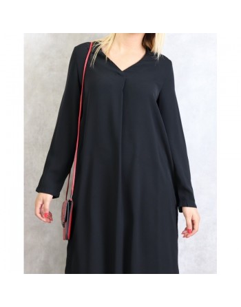 Tunique longue col croisé pour femme de couleur Noir 
