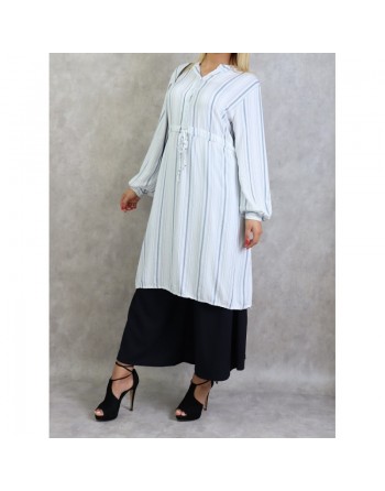 Tunique femme à rayures de couleur blanche en viscose - Taille Unique 