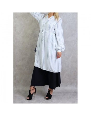 Tunique femme à rayures de couleur blanche en viscose - Taille Unique 