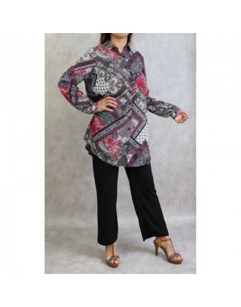 Chemise femme motif cachemire en viscose (Grande taille disponible) 
