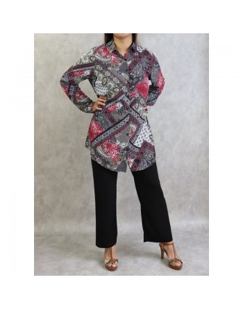 Chemise femme motif cachemire en viscose (Grande taille disponible) 